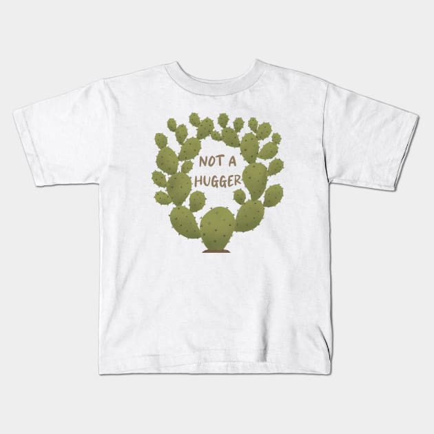 Not A Hugger Prickly Pear Cactus Kids T-Shirt by MadelaneWolf 